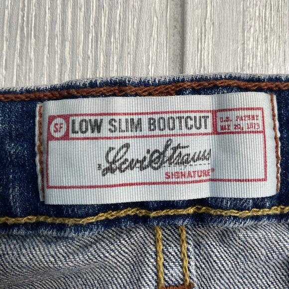 Levi Strauss Signature Denim Low Slim Bootcut Blue Jeans Juniors Size 17 - Picture 3 of 11